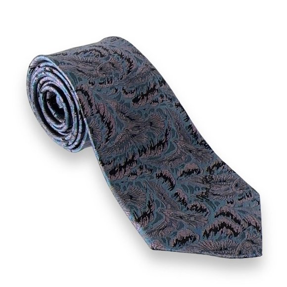 Nina Ricci Mens Tie 3.25 x 56 Short Doves in Flight 100% Silk Blue Purple Black - Picture 1 of 11